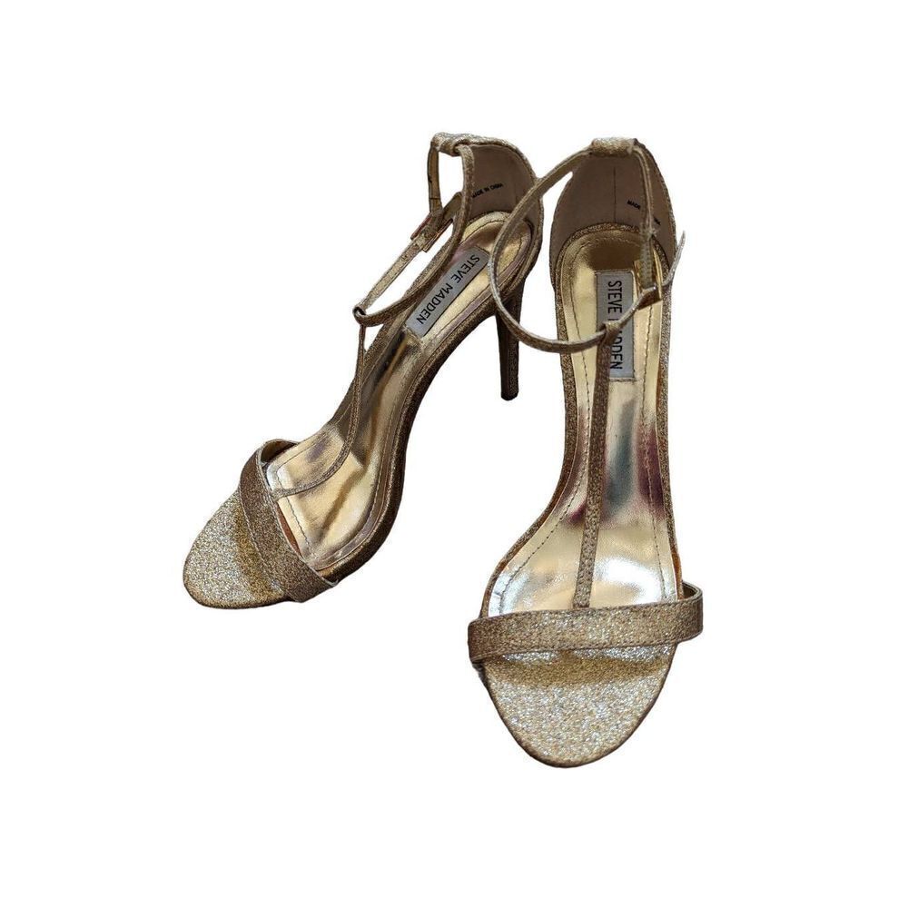 Steve Madden Women's Gold Sparkly Strappy Heels Size 8